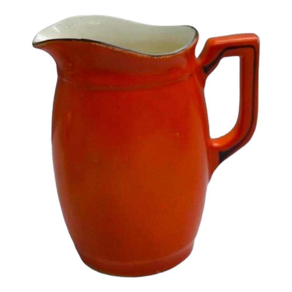 Celebrate Black Rimmed Orange Pitcher Czechoslovakia‎ 3/4 Litre
